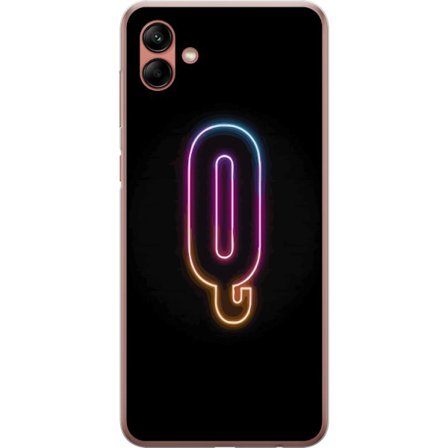 Kompatibelt Mobildeksel til Samsung Samsung Galaxy A04 Minimalistisk neonbokstav Q i skinnende farger mot mørk bakgrunn