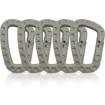 Set med 5 plastkarbinhakar - lerfärg - form d, 8,8*5,5CM