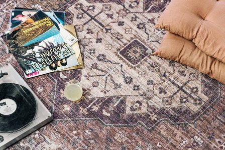 Medaille Wasbaar Farah Oriental Vloerkleed - Bourgondisch Rood/Crème Wit 200X300