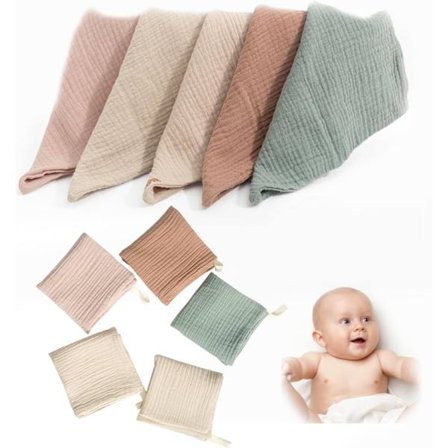 10 st Baby Muslin Tvättlappar (25 x 25 cm) Bomulls Baby Tvättlappar, Baby Muslin Tvättlappar, Baby Ansiktshanddukar, Nyfödd Baby