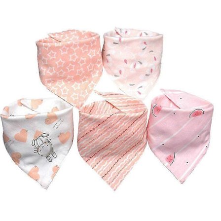 Økologiske Pastel Baby Savle Bandana Hagesmække i Bomuld - 5-pak Ensfarvede til Drenge & Piger - Bløde & Stilfulde Spisetilbehør