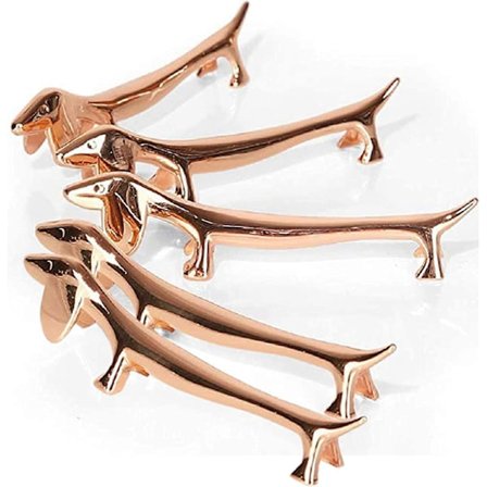 5-pak bestikholdere i zinklegering, skeer, gafler, bestik, sæt, rosaguld hunde rosaguld hunde -