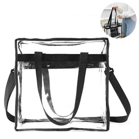 Stadiongodkänd genomskinlig väska - Genomskinlig axelväska med dragkedja, crossbody-väska med justerbar rem