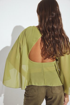 Janni Delér x NA-KD Haut style cape à dos ouvert - - Vert - XS