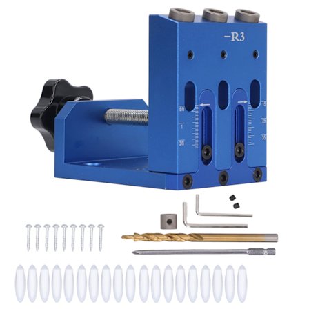 Lommehuls Jig Oblique 9mm Bor Guider Boring Locator Fixture Værktøjssæt Kit til Træbearbejdning
