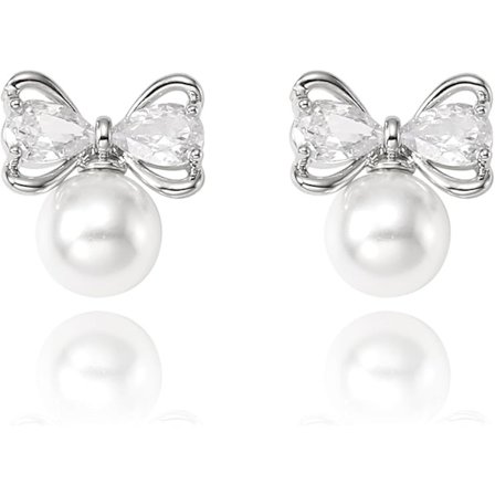 Sølvsløjfe Øreringe til Kvinder, 925 Sølvbelagte Stiftøreringe Søde Fine Sløjfe Øreringe til Kvinder Trendy Guld Smykker Gaver til Kvinder