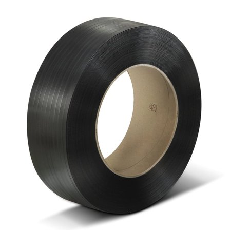 PP bånd for maskin, 12x0,55 mm, 3000 m, indre diameter. 200 mm, 2 stk/pk, svart