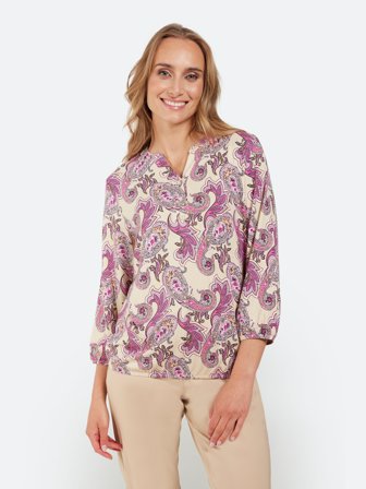 SIGNATURE - 3/4 Ærmet T-shirt - Rosa Mix - Paisley Print