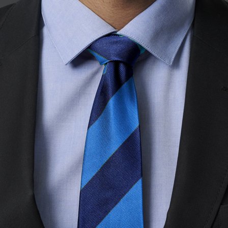 Corbata de 8 cm de seda con rayas azules para hombres - Corbatas estampadas