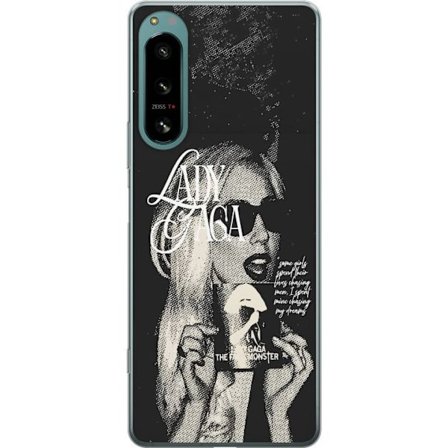 Yhteensopiva Puhelinkuori Sony Xperia 5 IV Lady Gaga mustavalkoinen retrojuliste aurinkolaseilla ja pop-taide-estetiikalla