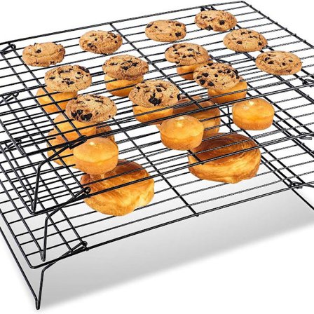 3-etasjes kakehylle, avkjølingsstativ, bakeristativ i rustfritt stål, 34x24 cm,