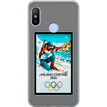 Kompatibelt Mobildeksel til Xiaomi Mi A2 Lite Retroplakat Cortina Milano 2026 med fjell, vintersportsutøvere, italienske trikolor, Milano-katedralen o