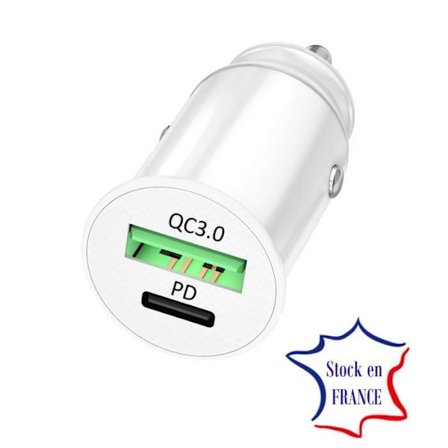 Billaddarpaket för Oukitel WP9 USB till USB Typ C Snabbladdning 30W PD & QC 3.0 + 1 Typ C-kabel - 2 portar