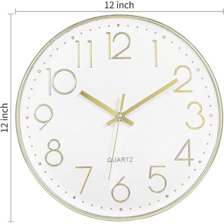 Väggklocka 12 tum tyst utan tickande väggklocka