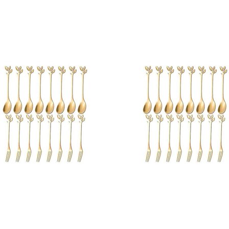 40 stk. Dessert Skeer og Gaffel Sæt Kage Gaffel Kaffe Ske Frugt Gaffel Rustfrit Stål - Guld