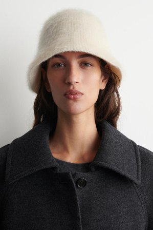 COS Women's Mohair Bucket Hat in Beige