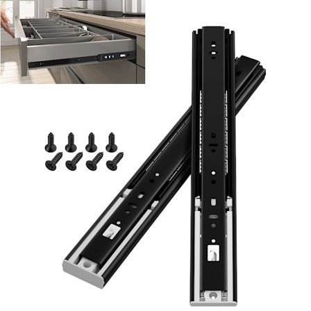 1 par 350 mm skuffeskinner, belastningskapacitet op til 45 kg, med push-to-open-enhed og kuglelejer