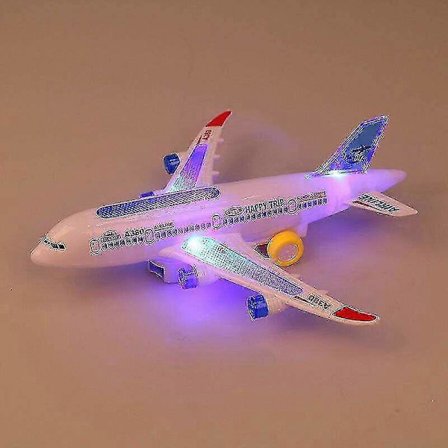 Elektriskt passagerarflygplan med musik, ljus och ljud, leksaksflygplan A380, leksakspassagerarflygplan
