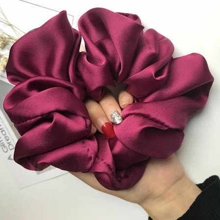 Women Oversized Hair Scrunchies Solid Satin Silk Scrunchie Hair Rubber Bands