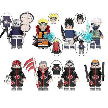Naruto Tiililelusetti 8 Hahmoa, Sarjakuva Action Figurit Minifiguurit Rakennuspalikat Leikki [HK]