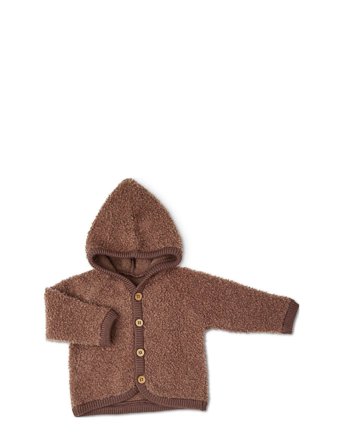 Smallstuff | Cardigan Bouclé Merino Wool W. Buttons And Hoodie | 56-62