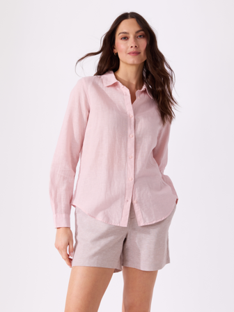 MATCH - Hennie skjorte - Va Vite - Str. 34 - Dame - Skjorter & Bluser - Rosa - 55% lin, 45% bomull