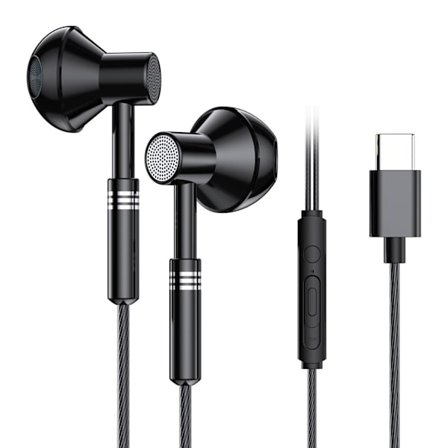 USB-C In-Ear Hörlurar med Sladd DAC Svart