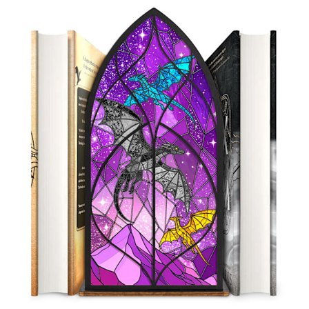 Fantasy Dragon Bokkrok Innsettingssett, Detaljert Bokhyll Diorama Dekor for Lesere og Bokelskere, Unik Litterær Gaveidé.