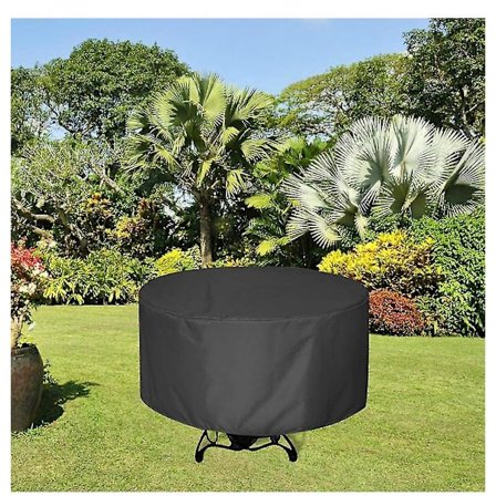 Hagemøbeltrekk 210d Oxford Stoff Møbeltrekk Vanntett Hagebordtrekk Presenning Med Tau Og Spennelås-rund-130*71cm