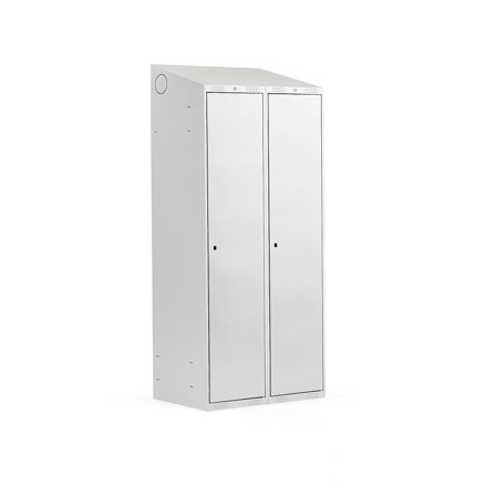 Kleiderspind CLASSIC mit Schrägdach, 2 Module, 1900 x 800 x 550 mm, grau