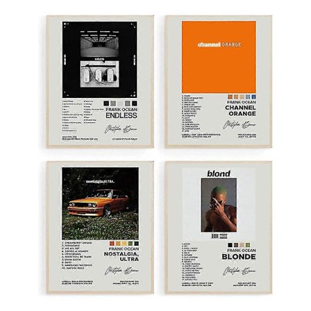 4 stk. Frank Ocean Album Poster Nostalgia, Ultra Channel Orange Endless Blonde Prints Album Cover Væghængt Dekorationer Gaver Til Frank Fans 