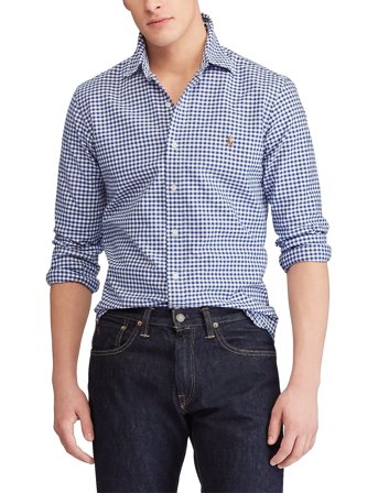 Polo Ralph Lauren Slim Fit Gingham Oxford Shirt - Blue - XL