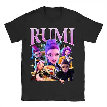 KPop Demon Hunters T-shirt med rund hals og korte ærmer - Top med afslappet pasform - Sort 10