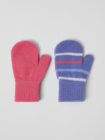 2-pakning strikkede votter - 1 - 3 - barneklær - purple - Polarn O. Pyret