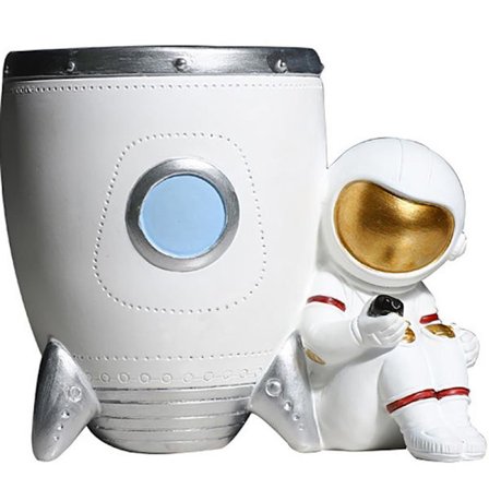 Pennholder, astronaut-sett for skrivebordsblyantholder (rakett)