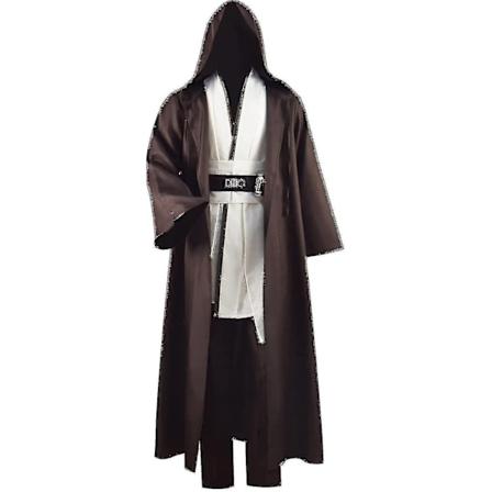 Voksen Tunika Kostyme for Jedi Antrekk Skywalker Halloween Cosplay Kostyme Hettekåpe Kappe Fullt Sett Uniform Tre Versjoner-Xin White X-Large