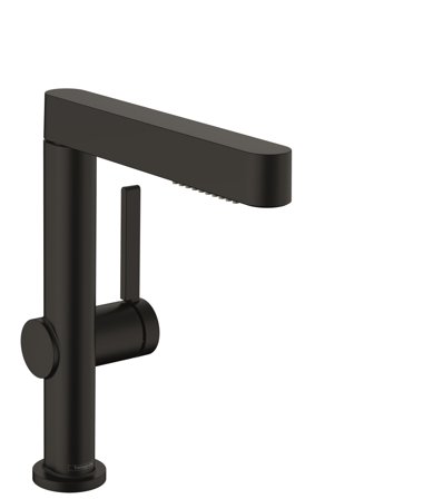 Hansgrohe Finoris 230 Pesuallashana PushOpen-pohjaventtiilillä Musta, Kylpyhuone