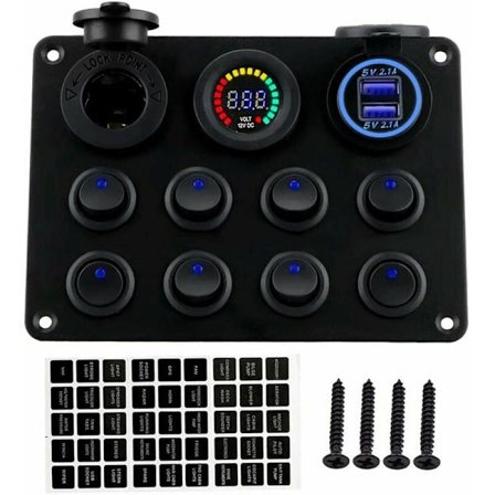 Vipukytkinpaneeli 12-24V Kaksois-USB-laturi Pistorasia LED-volttimittarilla Vipukytkinpaneeli Veneeseen Autoon