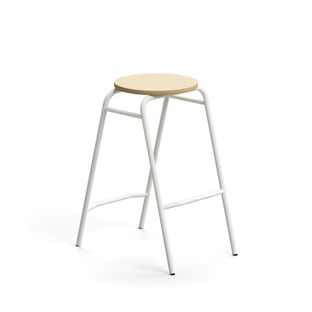 Bar stool ALTUS, H 690 mm, white/birch