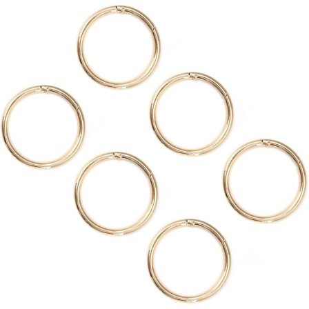 Stor fjäderring, 6-pack stor fjäderringspänne, rund karbinhake i zinklegering, ljusguld, ytterdiameter 60 mm, för nyckelring, hantverk, De