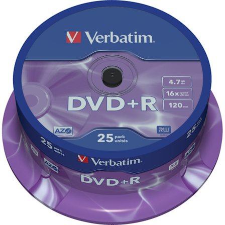 DVD+R, 16x, 4.7 GB/120 min, 25-pack spindel, AZO