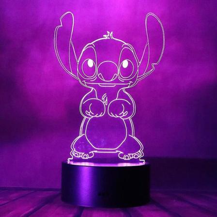 Nattlampa Söt Stjärna Baby Djur Stitch Lilo Och Stitch Anime Figur Karaktär 3D Led Optisk Illusion Sov Nattlampa Med Fjärrkontroll 16 Färger