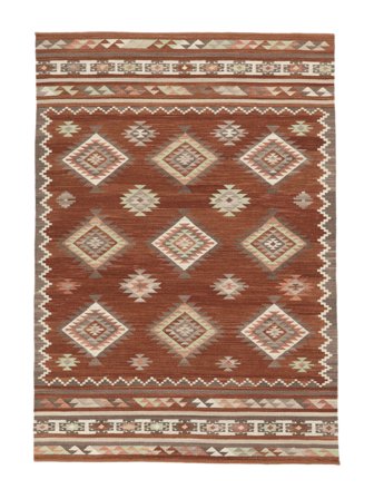 Oriental Tapete Lã 140X200 Kelim Malatya Castanho Pequeno