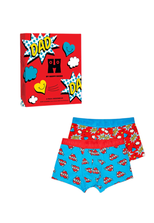 Happy Socks 2-Pack Super Dad Short Boxers Gift Set Kalsonger Herr Blå XL
