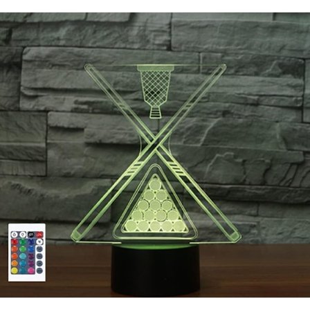 3D Play Billiards -pöytälamppu kaukosäätimellä, 16 väriä, yövalo, illuusio, akryyli, LED, pöytälamppu, sängynpäätylamppu, lastenhuoneen pöytäkoriste, 