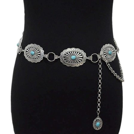 Metal Taljekæde Bælte Western Cowgirl Country Bælte til Jeans Kjole 130cm