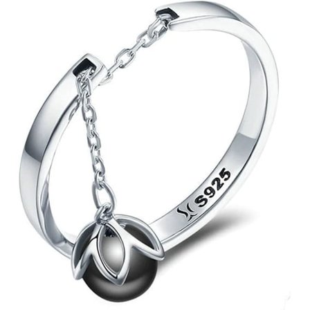 Sorte Ferskvandsdyrkede Perler Sterling Sølv 925 Statement Åbne Ringe til Kvinder Piger Justerbare