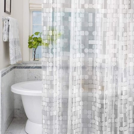 Vedenpitävä suihkuverho PEVA-kylpyverho, 3D-geometrinen läpinäkyvä homeenesto antibakteerinen puoliksi läpinäkyvä