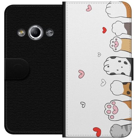 Kompatibelt Lommeboketui til Samsung Galaxy Xcover 3 Søte kattepoter med hjerter på hvit bakgrunn minimalistisk kawaii motiv perfekt for dyreelskere