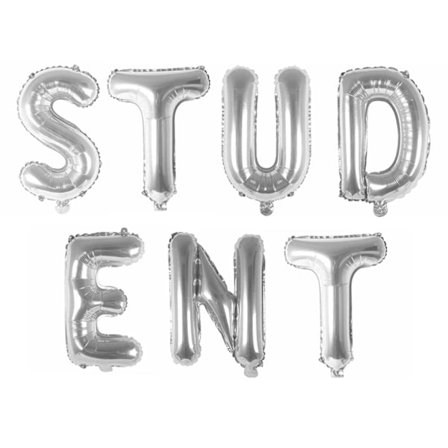 Enorma Student Bokstavsballonger Silver 80cm Höga